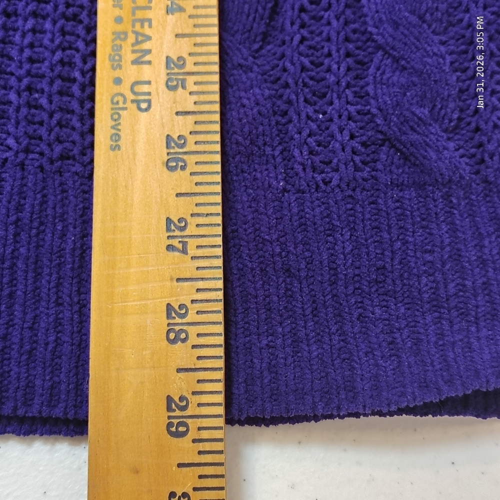 J. Jill Chenille Sweater Womens Small Purple Cable Knit Pullover Fisherman Style - Picture 7 of 9